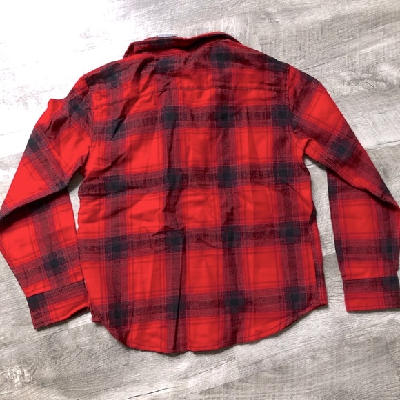 H & M Button Down Red & Black Plaid Flannel Boys Size 7 New With Tags - Picture 6 of 6
